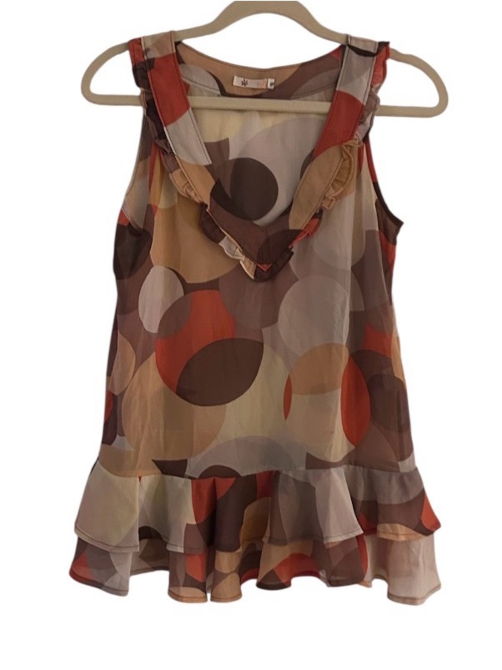Tulle Anthropologie Sleeveless Top Size Medium Brown Geometric